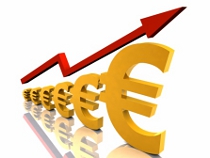 Euro-Diagramm, das einen Zuwachs anzeigt.